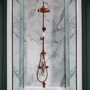 Colonna Doccia Esposta con MiscelatoreTermostatico con Asta Saliscendi e Erogatore Vasca Murale (3 Vie) - Rame Satinato - Elizabeth