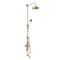 Colonna Doccia con Miscelatore Termostatico Tradizionale Triplo Esposto in Oro Satinato con Asta Saliscendi e Erogatore Vasca Murale (3 Vie) - Elizabeth