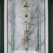 Colonna Doccia con Miscelatore Termostatico Tradizionale Triplo Esposto in Oro Satinato con Asta Saliscendi e Erogatore Vasca Murale (3 Vie) - Elizabeth