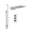 Kit Doccia con Miscelatore Doccia Termostatico Quadrato Cromato a 3 Vie con Deviatore Completo di Soffione Doccia con Effetto a Pioggia e Asta Saliscendi con Doccetta - Kubix