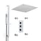 Kit Doccia con Miscelatore Doccia Termostatico Quadrato Cromato a 3 Vie con Deviatore Completo di Soffione Doccia da Incasso da 400mm, Asta Saliscendi con Doccetta e Idrogetti Doccia - Kubix