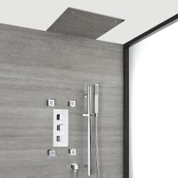 Set Doccia a Tre Funzioni con Deviatore, Soffione Doccia a Incasso, Getti Doccia, Asta Saliscendi e Doccetta - Finitura Cromata - Kubix
