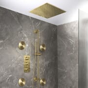 Sistema Doccia con Miscelatore Termostatico con Soffione ad Incasso, Idrogetti e Asta Saliscendi con Doccetta - Scelta di Finiture (3 Vie) - Otto