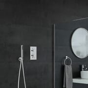 Kit Doccia Completo di Miscelatore Termostatico Incasso ad Una Via con Doccetta, Flessibile Doccia e Manopole Circolari