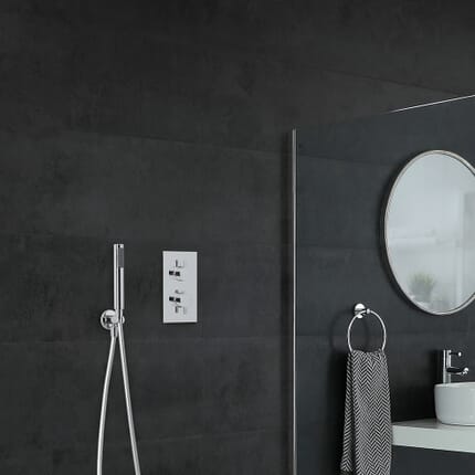 Kit Doccia Completo di Miscelatore Termostatico Incasso ad Una Via con Doccetta, Flessibile Doccia e Manopole Circolari