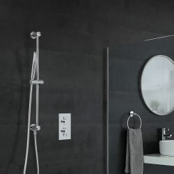 Kit Doccia Circolare Moderno Completo di Miscelatore Doccia Termostatico Cromato ad 1 Via con Asta Saliscendi e Doccetta – Como