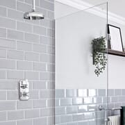 Miscelatore Termostatico Tradizionale con Soffione Doccia e Braccio Doccia a Soffitto 150mm - Cromato e Bianco - Elizabeth