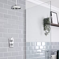 Miscelatore Termostatico Tradizionale con Soffione Doccia e Braccio Doccia a Soffitto 150mm - Cromato e Bianco - Elizabeth