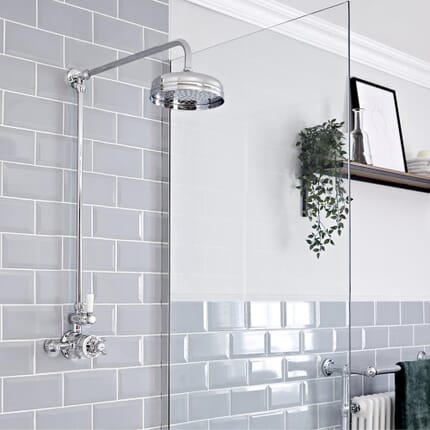 Hudson Reed Elizabeth - Miscelatore Doccia Termostatico Esterno Tradizionale a 1 Via con Design Doppio - Cromato e Bianco
