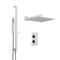 Kit Doccia con Miscelatore Doccia Termostatico Quadrato a 2 Vie con Deviatore Cromato Completo di Soffione Doccia Quadrato da 300mm e Kit con Asta Saliscendi - Kubix