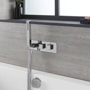 Doccia Termostatica con Doccetta, Erogatore Vasca e Doccetta (2 uscite) – Cromato – Kubix