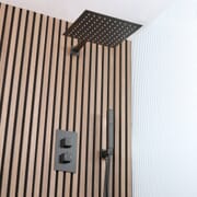 Sistema Doccia con Miscelatore Termostatico con Deviatore, Soffione da 300mm e Doccetta (2 Vie) - Nero - Preto