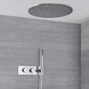 Miscelatore Doccia Incasso Circolareo a 2 Vie con Deviatore Integrato con Soffione a Soffitto e Doccetta Design Circolare - Mirage