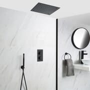 Miscelatore Doccia Termostatico Incasso Triplo a 2 Vie con Soffione Doccia Incasso a Soffitto 400mm e Doccetta - Nox