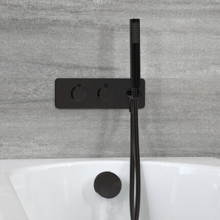 Doccia Termostatica, Erogatore Vasca e Doccetta (2 uscite) – Nero – Nox
