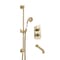 Miscelatore Doccia Termostatico Tradizionale in Oro Satinato con Deviatore, Asta Saliscendi e Erogatore Vasca (2 Vie) - Elizabeth