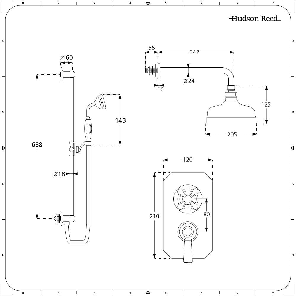 Kit Doccia Tradizionale Completo di Miscelatore Termostatico con Soffione Doccia da 200mm e Doccetta con Asta Saliscendi - Cromata e Bianca - Elizabeth