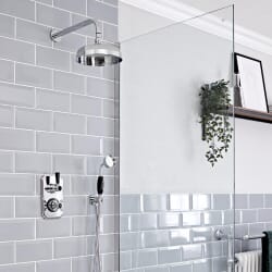 Hudson Reed Elizabeth - Miscelatore Doccia Termostatico Tradizionale da Incasso a 2 Vie con Design Doppio - Cromato e Nero