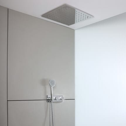 Sistema Doccia con Miscelatore Termostatico con Deviatore, Soffione ad Incasso e Doccetta (2 Vie) - Disponibile in Varie Finiture - Lune