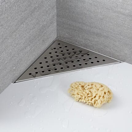 Kit Completo di Canaletta Doccia Angolare con Griglia 250mm in Acciaio Inox
