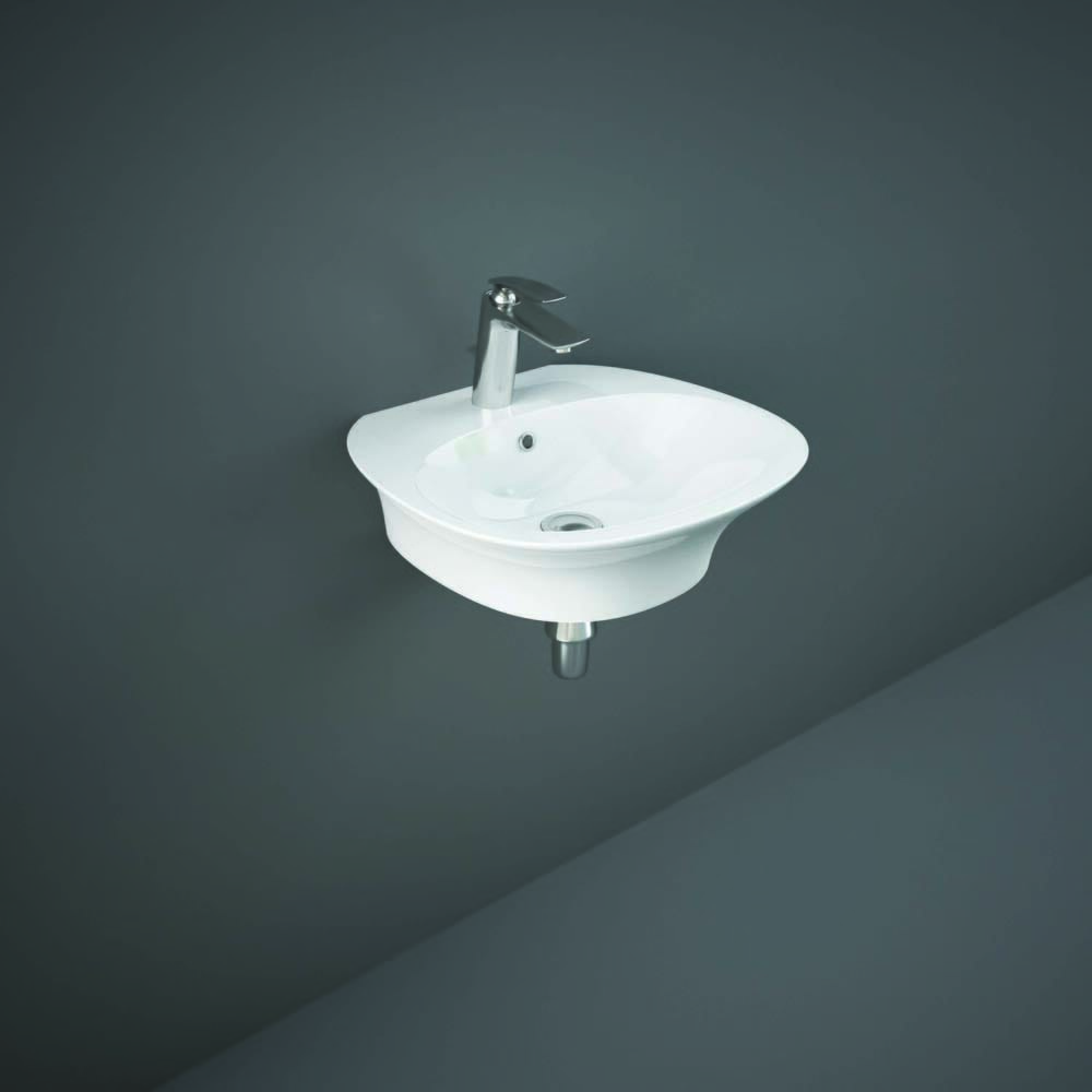 Lavabo Moderno Sospeso - Bianco Lucido - 550mm x 460mm (1 Foro Rubinetto) - Hudson Reed x RAK Sensation