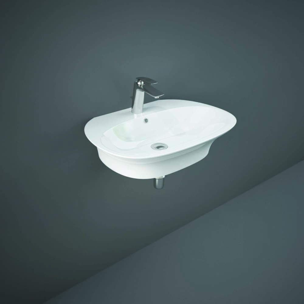 Lavabo Moderno Sospeso - Bianco Lucido - 650mm x 460mm (1 Foro Rubinetto) - Hudson Reed x RAK Sensation