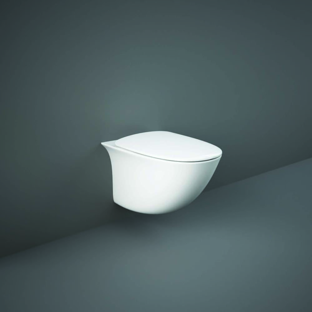 Mini Sanitario WC Moderno Sospeso senza Brida con Sedile Ammortizzato - Bianco Lucido - Hudson Reed x RAK Sensation