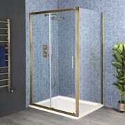 Porta Doccia Scorrevole in Oro  Spazzolato - Scelta di Dimensioni e Pannello Laterale - Alama