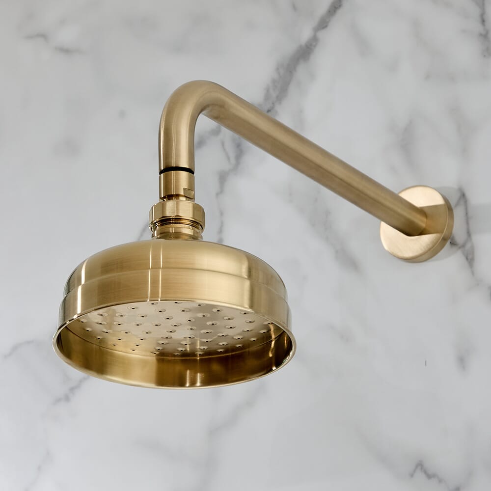 Soffione Doccia Circolare con Braccio a Parete da 155mm - Oro Satinato - Elizabeth