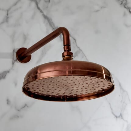 Soffione da 300mm Tradizionale con Braccio Murale - Rame Satinato - Elizabeth