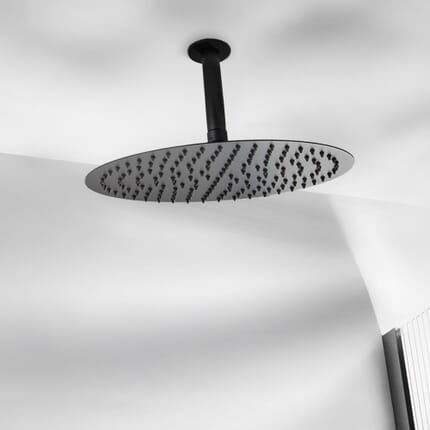 Soffione Rotondo da 300mm e Braccio a Soffitto - Nero - Nox
