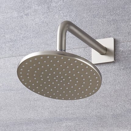 Soffione Doccia Circolare 188mm con Braccio Doccia Murale in Nichel Spazzolato