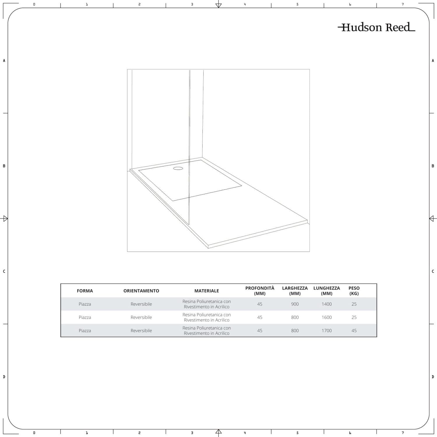 Piatto Doccia Rettangolare Walk-In Disponibile in Diverse Misure Maxon