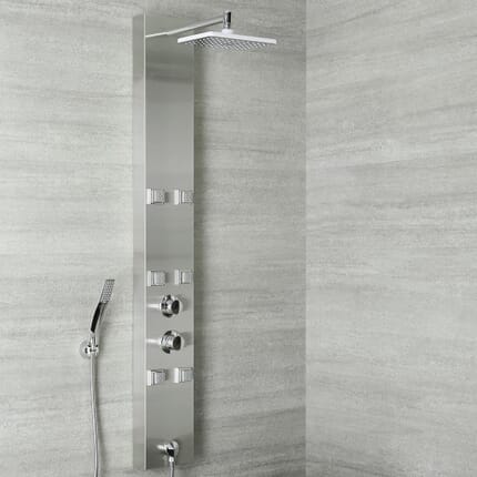 Pannello Doccia Multifunzione in Acciaio Inox Completo con Miscelatore Termostatico - Easton