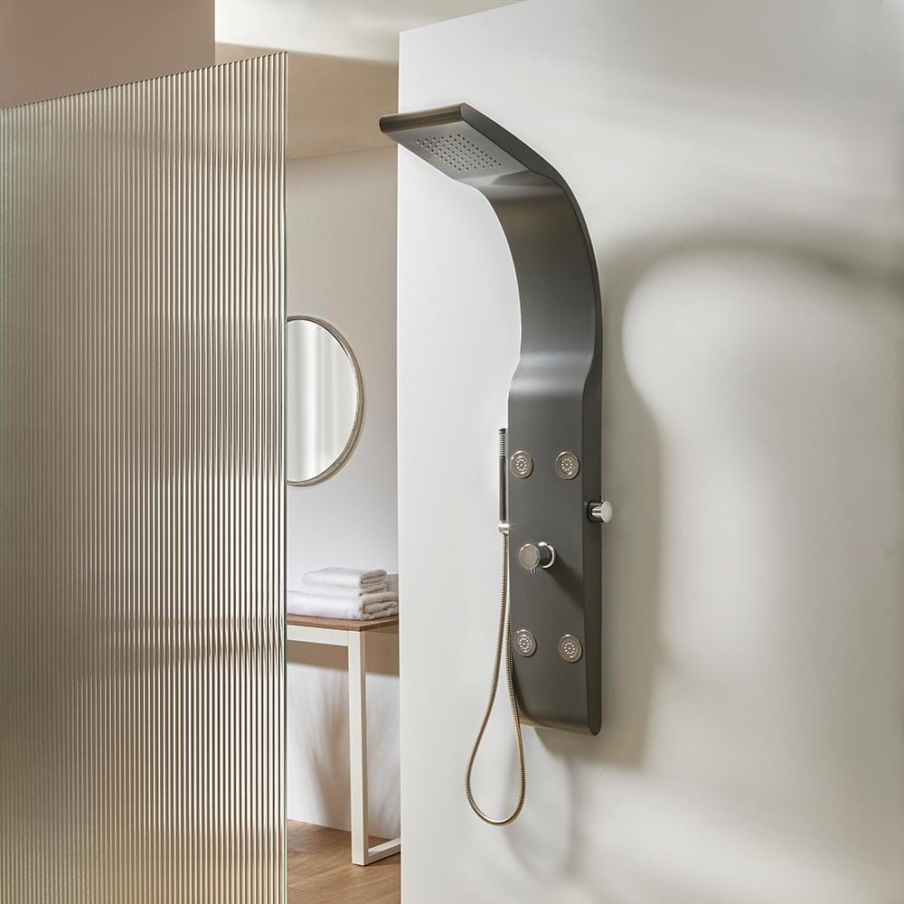 Pannello Doccia Moderno con Soffione, Doccetta e Getti Idromassaggio - Antracite - Alston