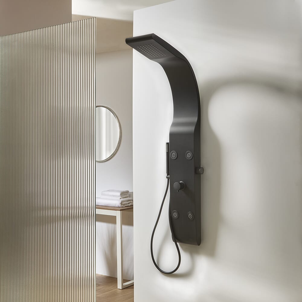 Pannello Doccia Moderno con Soffione, Doccetta e Getti Idromassaggio - Nero - Alston