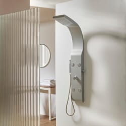 Pannello Doccia Moderno con Soffione, Doccetta e Getti Idromassaggio - Argento Opaco - Alston