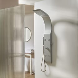 Pannello Doccia Moderno con Soffione, Doccetta e Getti Idromassaggio - Argento Opaco - Alston