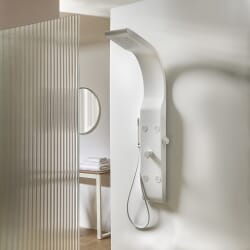 Pannello Doccia Moderno con Soffione, Doccetta e Getti Idromassaggio - Bianco - Alston