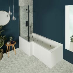 Vasca da Bagno Idromassaggio con Parete Vasca Nera - Scelta di Idrogetti, Misure e Pannello - Sandford