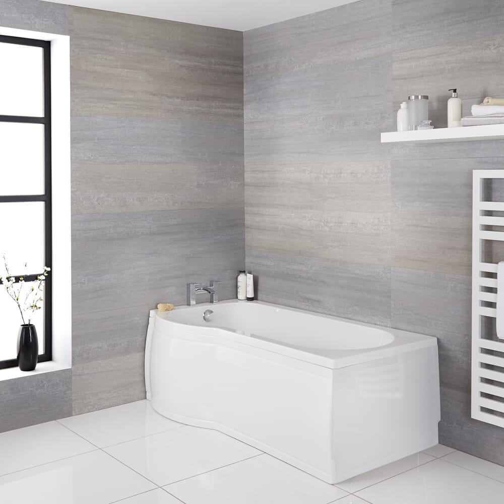 Vasca da Bagno Asimmetrica Angolare con Doccia – - 1675mm x 850mm - Scelta di Design con Parete Vasca, Pannelli e Opzioni con Design da Destra e Sinistra - Belstone
