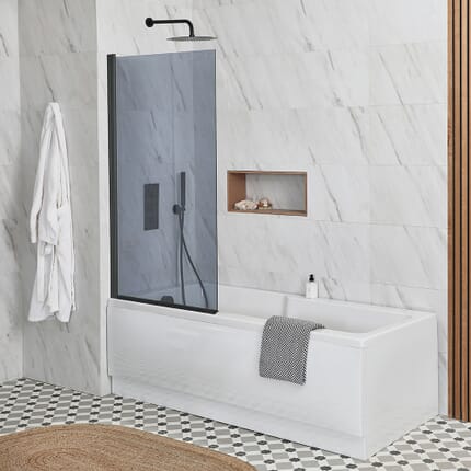 Vasca da Bagno con Parete Vasca con Vetro Fumè e Pannelli - 1700mm x 750mm - Sandford