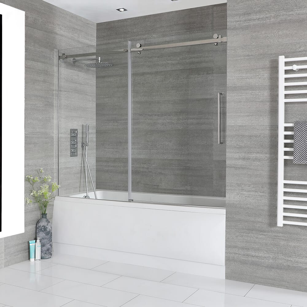 Vasca da Bagno Rettangolare con Parete Scorrevole e Pannello Frontale - Scelta di Dimensioni - Sandford