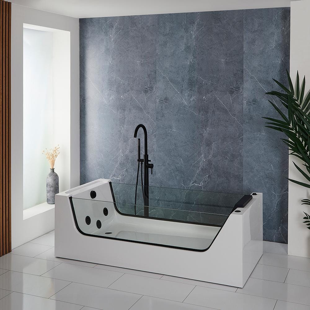 Vasca Idromassaggio a Estremità Singola - 1800 mm x 800 mm - Nera - Breeze