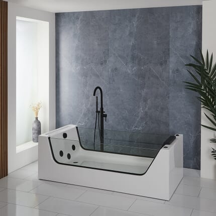Vasca Idromassaggio a Estremità Singola - 1800 mm x 800 mm - Nera - Breeze