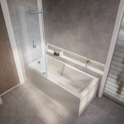 Vasca da Bagno Moderna Dritta con Sezione Doccia Quadrata - 1700 mm x 750 mm - Selezione di Parete Doccia e Pannelli - Sandford