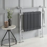 Scaldalviette Misto Tradizionale Antracite – 930mm x 790mm - (Barra Porta Salviette Sporgente) - Scelta di Termostati & Copri Cavo