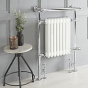 Scaldalviette Misto Tradizionale Bianco – 930mm x 620mm – (Barra Porta Salviette Sporgente) – Scelta di Termostati