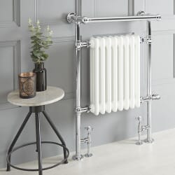 Scaldalviette Misto Tradizionale Bianco – 930mm x 620mm – (Barra Porta Salviette Sporgente) – Scelta di Termostati