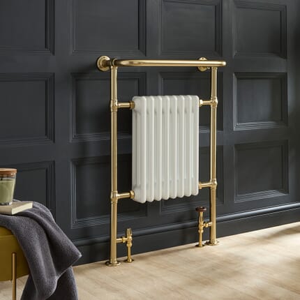 Scaldasalviette Tradizionale - Oro Satinato - 963 mm x 673 mm (con Barra Superiore Sospesa) - Elizabeth